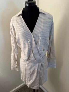 Lumiere Cream Pinstripe Mini Dress - Small